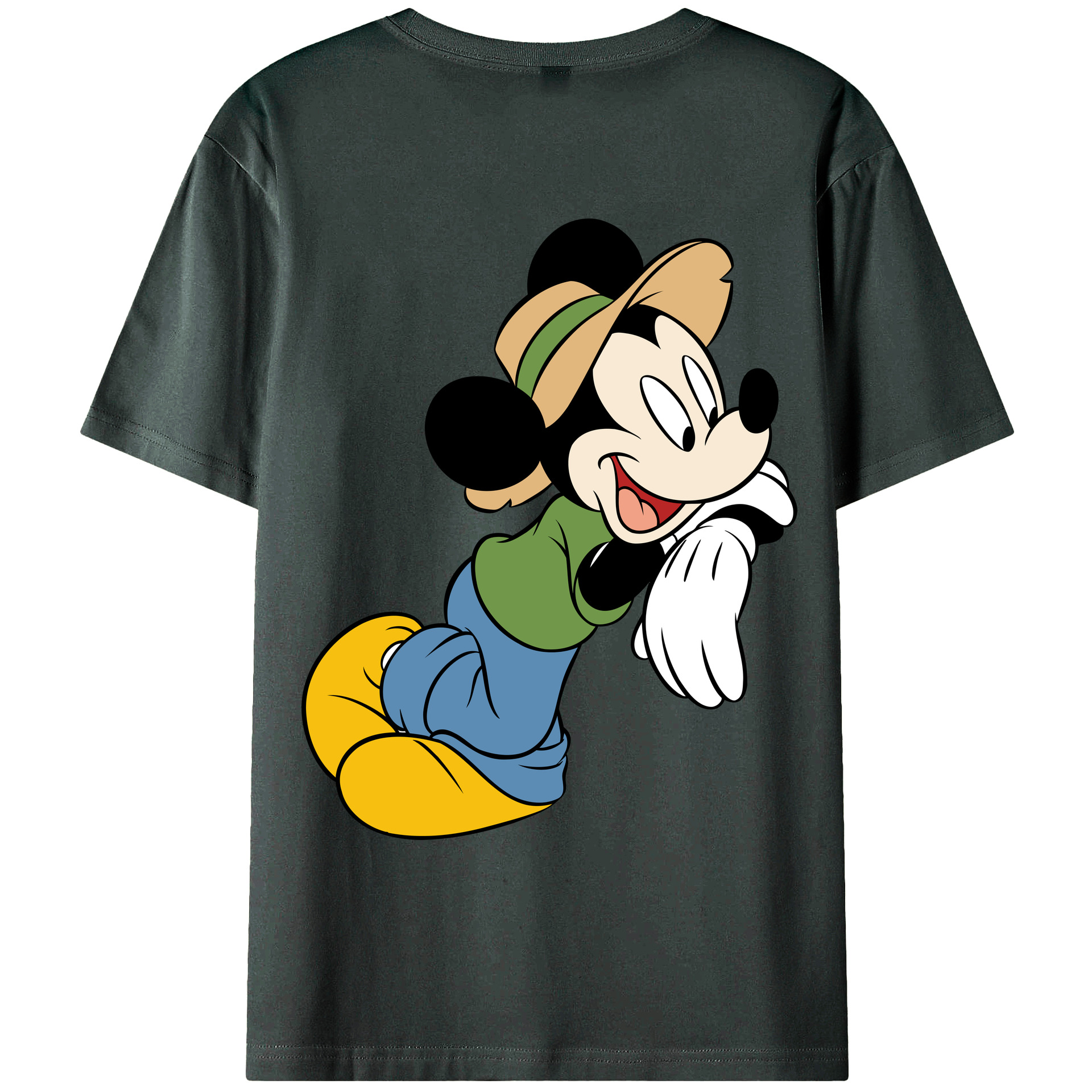 ミッキーマウス Mickey Mouse 綿100％ メンズ半袖Tシャツ（バックプリント） 通気性
